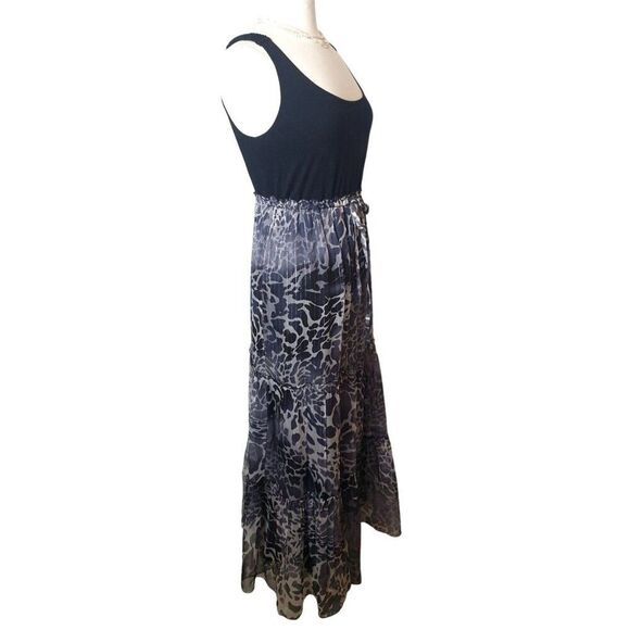 Peter Nygard Womens Sleeveless Maxi Dress M Black Gray Y2K Metallic Print Chic - Picture 2 of 7